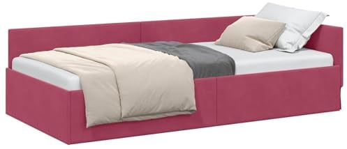 vidaXL Corner Bed Frame Other with Headboard Wine red 90 x 190 cm, Elegant Modern Bedroom Set, Breathable Material, Durable Corner Bed Frame, Ergonomic Design for Daily Rest and Nighttime Comfort