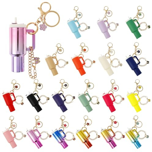 Sesaver Mini Tumbler Keychain, Multiple Colors Mini Keyring Stanley Cup Keychain Decor, Cute Ornament Accessories for Lip Balm Wallet Phone Case Backpacks Handbags