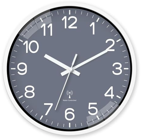 Constantplanet 8 Zoll Funk Wanduhr Grau Batteriebetrieben | Kleine Analoge Moderne Funk Wanduhren für Schlafzimmer Büro Wohnzimmer Kücheuhr Wanduhr Ohne Tickgeräusche