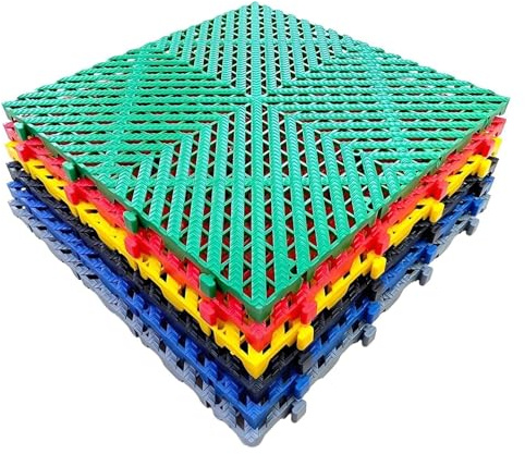 mattoni industriali collegati, Piastrelle for pavimenti con drenaggio multiincastro 40x40x2 cm Confezione da 4-30 pezzi(Blue,4 pieces)