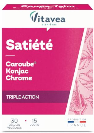 Vitavea Bien-être - Satiété - Konjac Caroube Chrome - 15 jours | Effet Satiété - Confort Digestif - Régulation des Sucres - Routine Minceur - Fabriqué en France