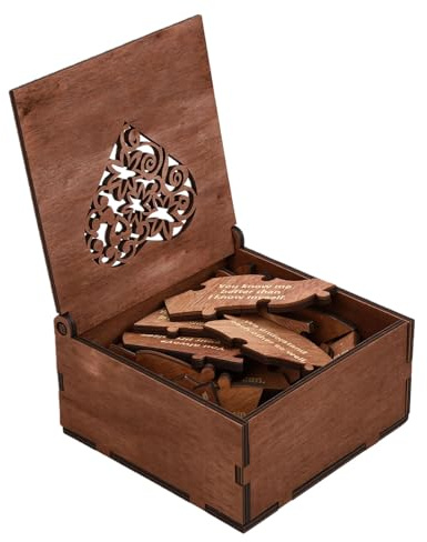 Cryfokt Romantische Gründe, Warum Ich Dich Liebe, Herz-Puzzle, Express-Liebe, Jahrestag, Weihnachtsgeschenkbox für Ehemann und Ehefrau aus Holz