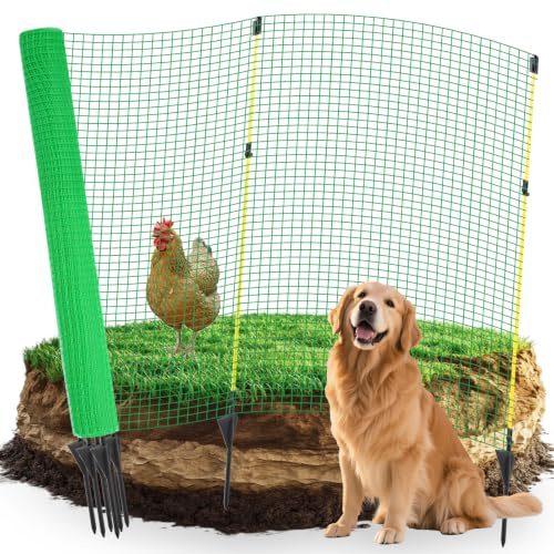 Dibaful 15m Gartennetz Universal Begrenzungszaun 90 cm Hoch | Mobiler Zaun Dunkelgrün Hundezaun Camping Beetschutz für Hasenzaun Garten