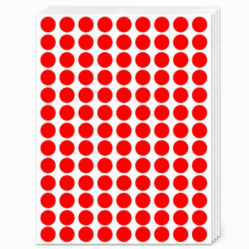 Punkt Aufkleber 13 mm von BLINKMARK, 2340 Stück auf 20 Bögen, runde Klebepunkte zur Farbcodierung, beschreibbare Papieretiketten für Büro, Schule, Kalender & Organisation, Rot