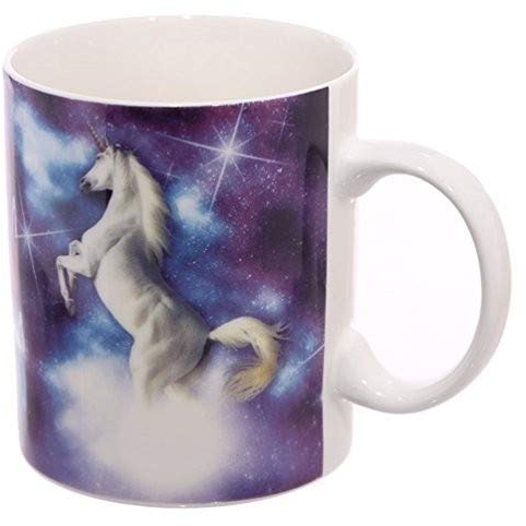 Puckator Majestic Bone China Unicorn Mug, Purple