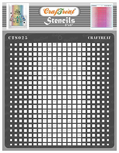 CrafTreat Geometric Stencils for Painting on Wood, Wall, Tile, Canvas, Paper, Fabric and Floor - Ombre Square Stencil - Size: 15 x 15 cm - Reusable DIY Art and Craft Stencils - Square Template