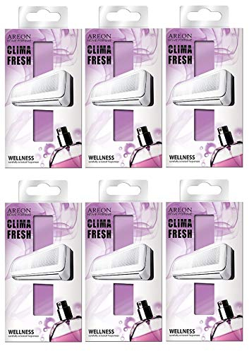 Areon Clima Fresh Ambientador Casa Bienestar Púrpura Aire Acondicionado Original Perfume Hogar Salón Habitación Oficina Tienda Duradero Moderno Olor ( Wellness Pack de 6 )