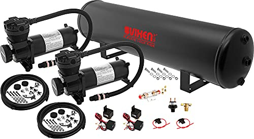 Vixen Air Suspension Kit for Truck/Car Bag/Air Ride/Spring. On Board System- Dual 200psi Compressor, 5 Gallon Tank. for Boat Lift,Towing,Lowering,Load Leveling,Bags,Onboard Train Horn VXO4852DB