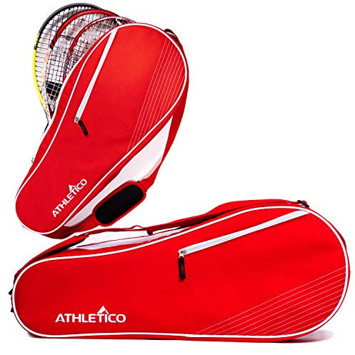 Athletico 3 Tennisschlägertasche | Gepolstert zum Schutz von Rackets & Lightweight | Tennisprofi oder Tennisanfänger | Unisex-Design für Männer, Frauen, Jugendliche und Erwachsene (rot)