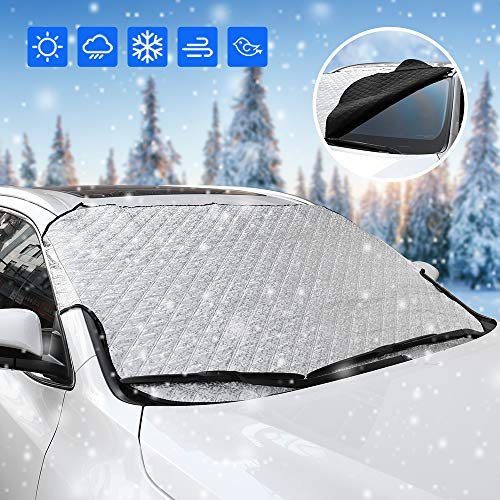 AUERVO Auto-Windschutzscheibe Schneeschutzscheibe Schnee-Eisabdeckung Frostwasserdicht Windschutzscheibe Staubdicht Kratzfest Außenbereich UV-Schutz Autoabdeckungen für SUV Fahrzeug L:58X 40