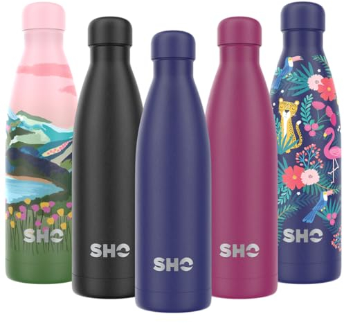 SHO Stainless Steel Water Bottle - Leakproof, BPA Free, No Sweat, Vacuum Insulated Double Walled Metal Flask - Original 2.0-12 Hours Hot 24 Hours Cold (260ml, Midnight Blue 2.0 - Powder Coated)