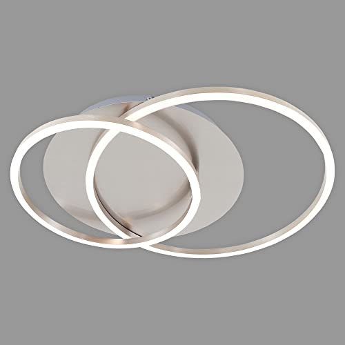 Briloner Leuchten - LED Deckenleuchte, Deckenlampe Dimmbar, inkl. Memoryfunktion, drehbar, 3.200 Lumen, Matt-Nickel, Durchmesser 30cm