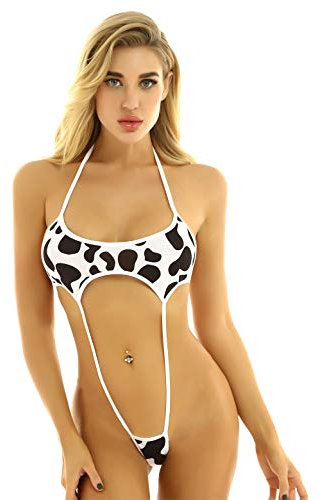 YEAHDOR Élastique Body String Érotique Micro Bikini Femme Trikini en Coton Ficelle Halter Lacet Réglable Babydoll Mini Costume Lingerie Sexuel Bodysuit Nightwear Blanc B Taille unique