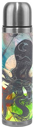 Bunte Krake Wasserflasche Wasserkanne Edelstahl Isolierte Isolierflasche Auslaufsicher Leder Verpackung(500 ml)
