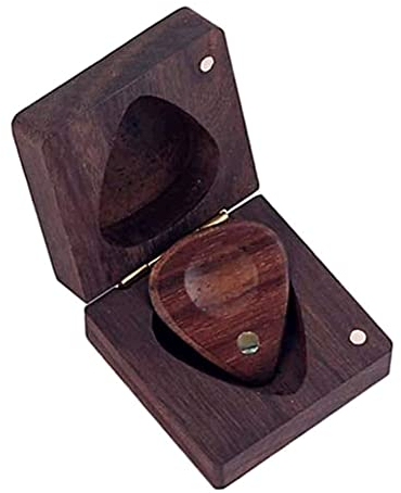 Alnicov Holz Gitarre Plektrum Box Plektrum Aufbewahrungsbox Herzförmiges Gitarrenplektrum mit 1 Holzplektren