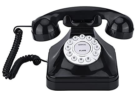 Telefono vintage, WX-3011 Telefono fisso Vintage Nero Multi-funzione Plastica Telefono domestico Telefono fisso Retro Wire Telefono fisso Arredamento antico Arredamento vintage