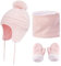 CheChury Bambino Cappello Inverno Sciarpa e Guanti 3 Pezzi Set Infantile Cappello a Maglia Berretto Fodera in Pile Polare con Pompon per Neonato Ragazze Ragazzi 1 a 6 anni,Rosa,L