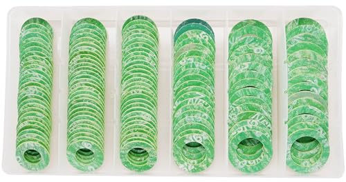 Dsnaduo 140PCS 6 Sizes Green Synthetic Fiber Oil Drain Plug Gaskets, Washer Assortment Kits Fit M12 M14 M16 M18 M20 (Green) Replace 097-130, 097-129, 097-128, 097-127