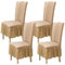 Qubjus Stuhlabdeckungen für Esszimmer Satz von 4 Stretch Stuhl Slipcover mit Rock abnehmbar waschbar Küche Stuhl Protector Cover Set für Haus, Party, Hochzeit(Beige, 4Stück)