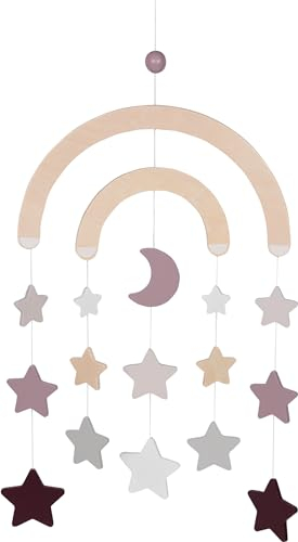 goki 52875 - Mobile, Lifestyle Malve, Sterne und Mond, natur- malve- pastellfarben