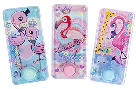 Schnooridoo Wasser-Geduldsiele Reisespiele 10 Sorten Einhorn Flamingo Dinosaurier Meerestiere Wilde Tiere Disc-Shoooter - Kindergeburtstag Mitgebsel (Flamingo, 14X7X2CM)