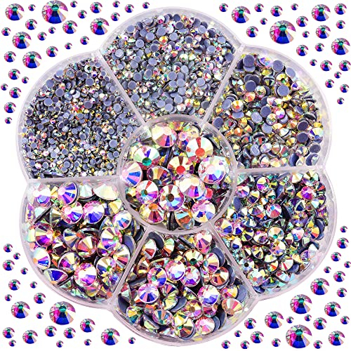 Blinginbox 3000pcs Hotfix Rhinestones for Clothes Craft, Hot Fix Crystal Rhinestones Mixed Sizes 2mm-6.6mm(SS6-SS30) Gems for DIY Painting Decorations (Crystal AB)