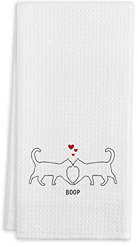Cat Boop Kiss Love Küchentücher Geschirrtücher, 40.6x61 cm, Baumwolle, moderne Geschirrtücher, Geschirrtuch, Mehlsack, Handtuch für Bauernhaus, Küche, Badezimmer, Paare, Valentinstagsgeschenke