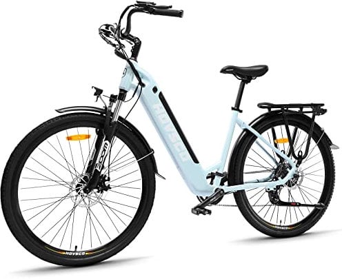 HOVSCO Electric Bike, 28 Mountain Bike, City Bike, 250W Bafang Motor, 36V 12.5Ah Removable Battery, 7-Speed, Shimano Gearing System, Dual Disk Brake, Electric Bikes for Adults(Blue)