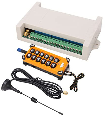 Telecomando per Gru, Codificatore Telecomando Wireless 12 Tasti con Antenna 12 Canali, Trasmettitore Wireless Ad Alta sensibilità Interruttore a Pulsante Kit relè Controller (DC24V)