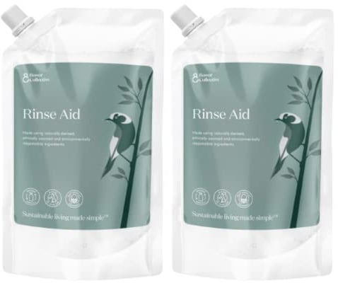 Bower Collective Rinse Aid Refill | Natural Dishwasher Cleaner Liquid | Concentrated Detergent Dishwashing Rinse Aid | Fragrance Free, 2 Litre (2 * 1L)