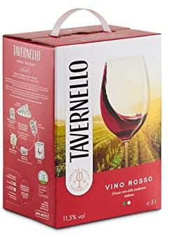 Tavernello Classico Vino Rosso d'Italia, Vino Equilibrato e Profumato, 11.5% Vol, Confezione Bag in Box da 5 L