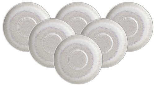 Villeroy & Boch like. by Perlemor Sand Lot de 6 soucoupes à café, 16 x 3 cm, au look Pottery, avec vernis à effet, porcelaine de qualité supérieure