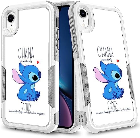 Candykisscase Case for iPhone Xs, Ohana Means Family Pattern Shock-Absorption Hard PC & Inner Silicone Hybrid Dual Layer Armor Defender Case, Protective Cover for iPhone X & Xs