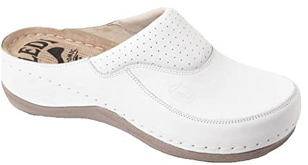Ledi Anatomic 430-18 Lederschuhe Clog Pantolette Komfortschuhe Hausschuhe, Damen, Weiß, EU 37