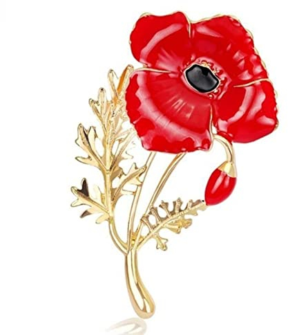 VOIV Rote Brosche Mode kreative Nelke Brosche Goldene Emaille Brosche Mutter Geburtstag Geschenk Anstecknadel