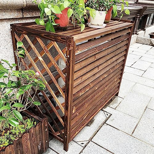 Klimaanlagen Abdeckung Holz Blumenständer,der Klimaanlage Sichtschutz Zäune,Wasserdicht/Balkon Pflanzen Blumenständer,für Außengerät,Schutzgitter,Holz Gitter Klimaanlagen Zaun ( Size : 110*50*145cm )