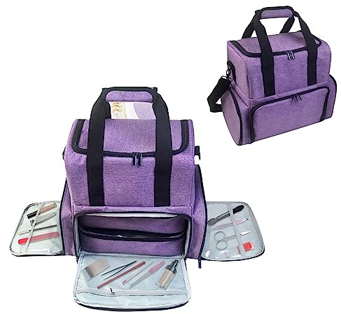 Nail Polish Organizer, with Adjustable DividerDouble Layer Nail Makeup Travel CaseTravel Makeup BagNail Polish and Nail Baking Lamp and Accessory Storage Bag