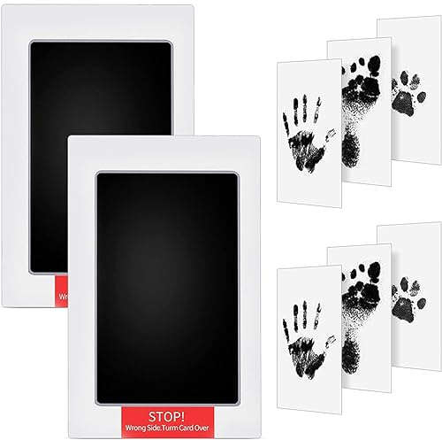 INGJIA Baby Handabdruck und Fußabdruck Set, 2 pcs Baby Fussabdruck Set, Baby Abdruckset für Neugeborene, Pfotenabdruck Set Hund, Pfotenabdruck Set Katze, Clean Touch Stempelkissen für Baby Shower