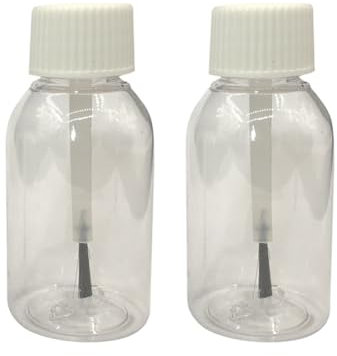 Lot de 10 flacons vides en Plastique de 30 ML avec Pinceau applicateur et Pinceau - Blanc