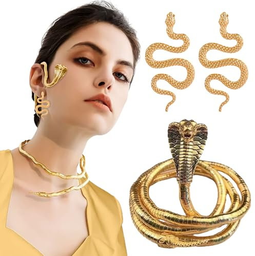 JeVenis 3 PCS Medusa Haarreif Medusa Kostüm Snake Choker Medusa Necklace Snake Earrings Medusa Costume