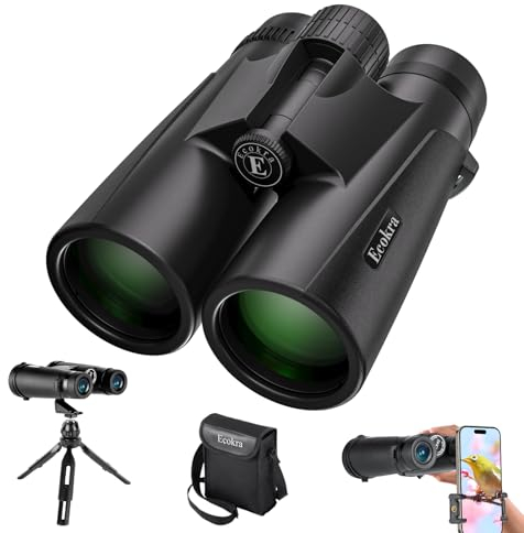 12x42 HD Binoculars for Adults, High Power with Tripod Phone Adapter, Waterproof Compact for Bird Watching, Hunting, Stargazing, Clear Low Light Night Vision, BAK4, FMC Prisms