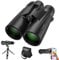 12x42 HD Binoculars for Adults, High Power with Tripod Phone Adapter, Waterproof Compact for Bird Watching, Hunting, Stargazing, Clear Low Light Night Vision, BAK4, FMC Prisms