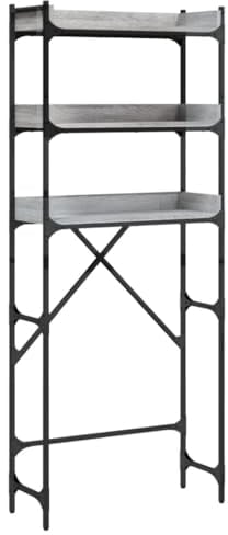 vidaXL Waschmaschinenregal, Waschmaschinenschrank mit viel Stauraum, Wasserbeständig Toilettenregal Verstellbare Beine, Standregal Badezimmer Regal Badmöbel, Grau Sonoma Holzwerkstoff