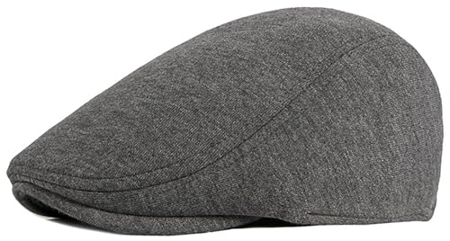 XYIYI Dunkelgrau Herren Newsboy Cap Baumwolle Barett Hut Flach Efeu Gatsby Fahren Cabbie Kappe