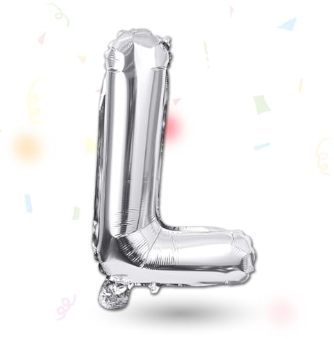 FUNXGO Folienballon Buchstaben silber L - Buchstaben Luftballon Klein L - ca. 40cm Nur Luftfüllung - Ideal für Geburtstag, Hochzeit & Party Deko - Ballon Buchstabe L silber