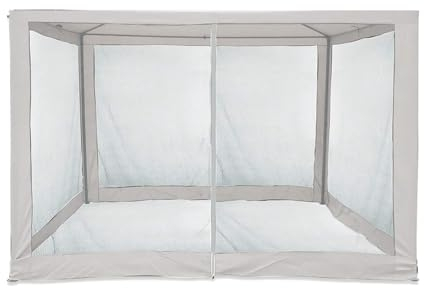 Rebecca Mobili Telo Zanzariera per Gazebo 3x3, Rete Anti Insetti, Poliestere, Bianco, con Lacci, Smontabile, Lavabile - Misure HxL: 240 x 1200 cm - Art. RE7013