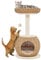 Yaheetech Árbol para Gatos de 2 Niveles Ratán Tejido a Mano con Cueva Cama Superior Postes Rascadores de Sisal 40x40x75cm Cojines Lavables y Bola de Juguete Beige