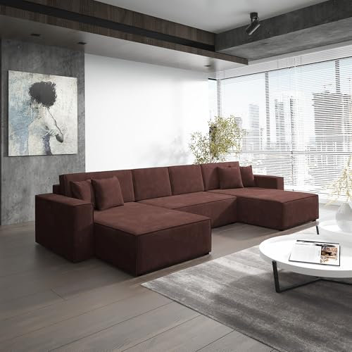 Fun Möbel Wohnlandschaft Schlafsofa Sofa Conor Premium (Stoff Kronos Altrosa)