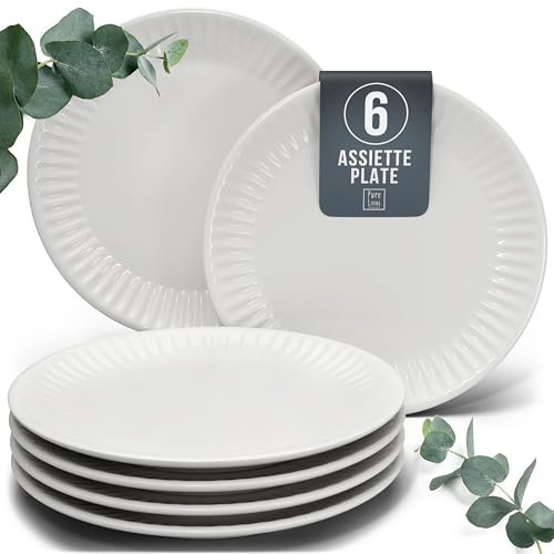 Steingut Teller Groß 6 Personen Hygge TESTSIEGER, Traumhaftes Skandinavisches Steingut Speiseteller Set, Stylisches Essteller Set, Pure Living in Hellgrau