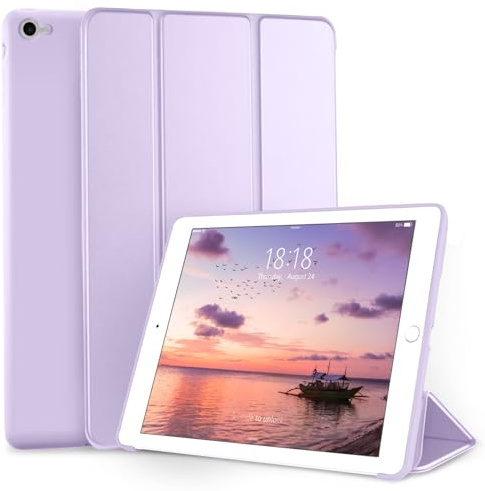 DTTO Hülle für iPad Air 2 (2014 Release), Ultradünn Leichte Stand Schutzhülle Shell mit Flexibler Weicher TPU-Rückseite für Apple iPad Air 2 (Modell A1566/A1567), Taro Lila